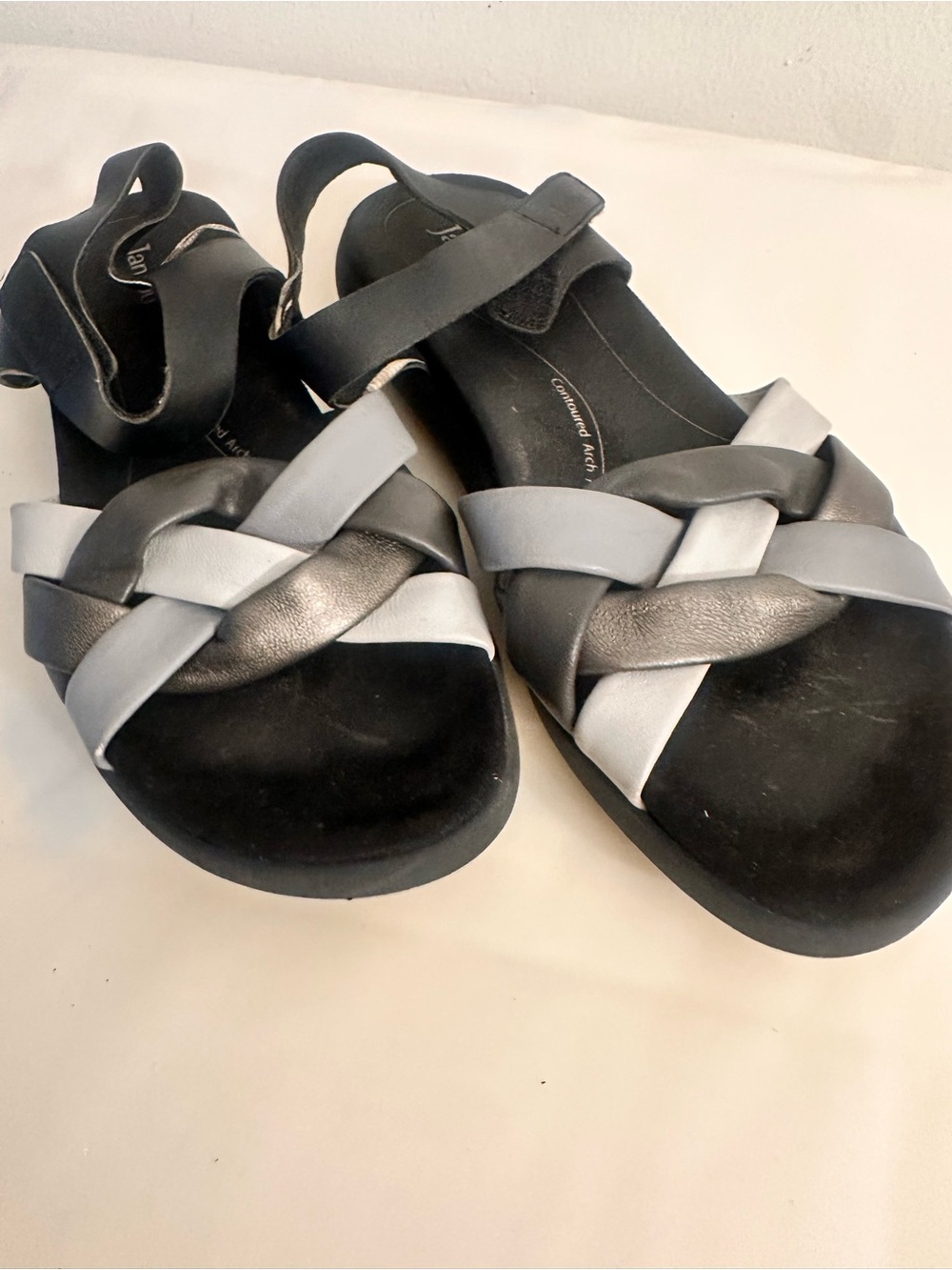 Jambu Black and Light Gray Braided Strap Sandals